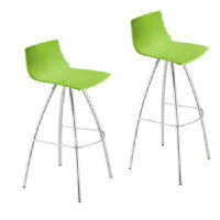 DAY Bar Stool - Technopolymer Seat - Chrome Plated or Painted Steel Frame - Indoor Use Only - Light Green - Pack of 2 DAY Bar Stool - Technopolymer Seat - Chrome Plated or Painted Steel Frame - Indoor Use Only - Light Green - Pack of 2